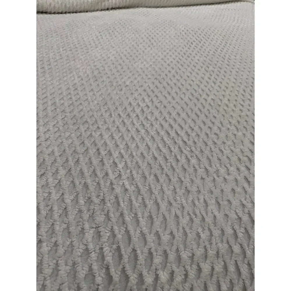 Vintage White Chenille Bedspread Queen Size 82x104 Crosshatch Fringe Cotton MCM